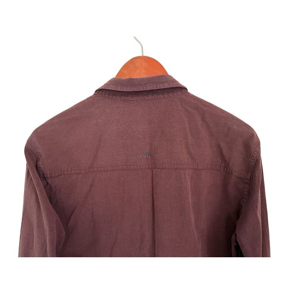 KÜHL long-sleeve button-down shirt fronts pockets washed burgundy/brown Size Med - Picture 5 of 8
